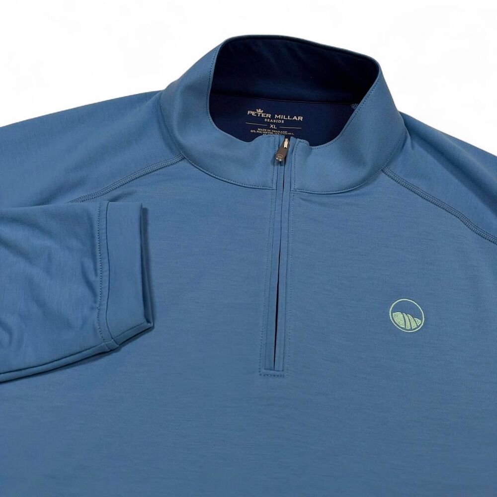 Peter Millar Seaside Coast Quarter Zip Pullover Mens XL Blue Golf Shell Logo